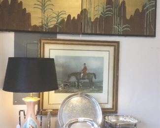 Chinese silk painted screen