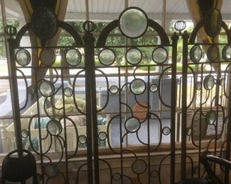 Iron and blown glass screen