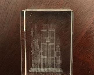 Crystal etching Twin Towers NYC