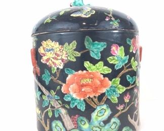 Vintage Chinese jar with enamel decoration