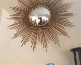 Mid-Century modern gilt metal sunburst mirror