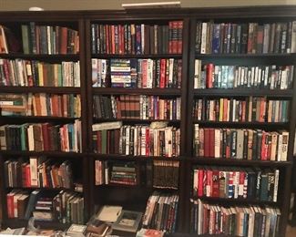 Books on gems and minerals, lots of military novels and biographies, old and new, political, nature, NC history 
religion, dogs, and health.