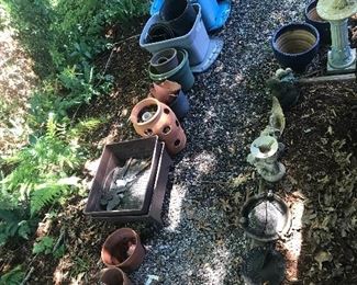 Garden pots and yard ornaments; fairies and etc.