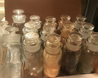 Apothecary jars with lids used for spices
