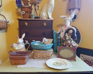 spring baskets and bunnies