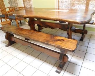 River Wood Table and Benches