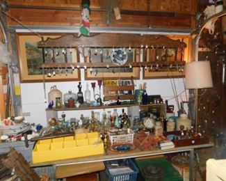 Vintage tools, bottles and misc antiques