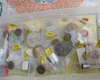 Various coins and tokens