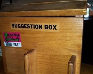 Wood Suggestion Box & 2 Octagonal Tray Stands 35x36