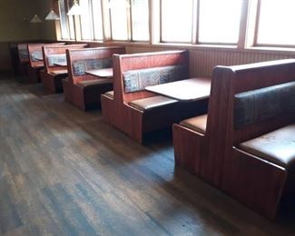 7 Booths with Wall-mount Tables & 5 Single Base Laminate Tables