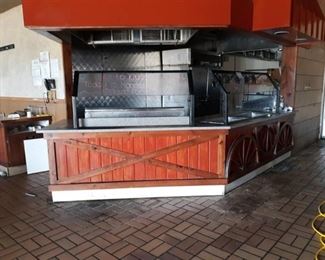 Warm Serving Station - Granite Top 2 Warm Bins, Sneeze Guards and Lights