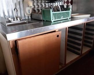 Stainless Counter with Sink and Wood Base