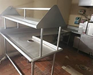 Dirty side dish table with sink and disposal