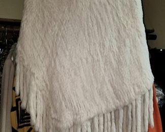 Vintage White Rabbit Fug fringed Poncho