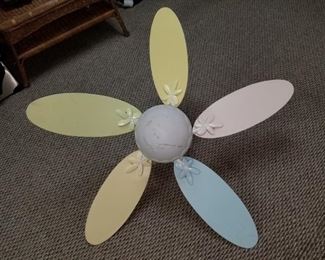 Vintage Floriform Ceiling fan Light in Pastel shades of yellow, blue, pink and sage 