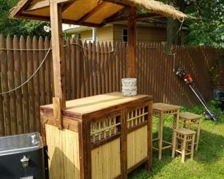 Vintage Wood & Bamboo Tiki Bar