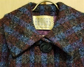 50's Brooks of New Brunswick 1 Button Tweed 3/4 Length Swing Coat