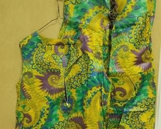 1970's Psychedelic Tunic and bell bottom pants with braided bone belt