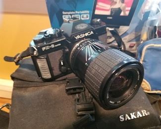 Yashica FX-3 Super SLR camera case lenses, etc