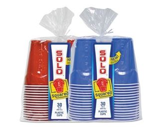 Solo Squared Plastic Party Cups, 18 Oz, Red & Blue