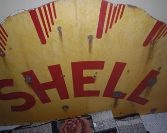 Wonderful large antique Shell sign. Very heavy enameled. Antique signs cannot go lower than 25% off.