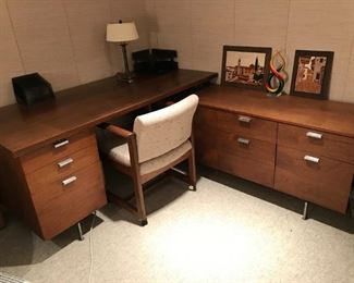 Contemporary / Mid-century modern  Robert John Walnut Desk w/ Credenza