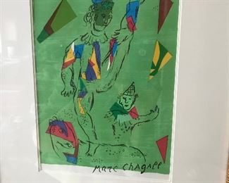 Marc Chagall lithograph titled: "Acrobat Sur Fond Vert"