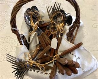 Vintage, "TOWN COUNTRY" Flatware with wooden handles