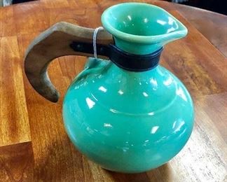 "BAUER RED WING" Mid-Century Modern Vintage Carafe with Wooden Handle 