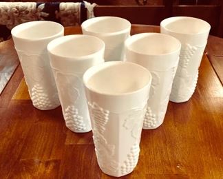 Set of 6 Vintage Milk Glass Tumblers 