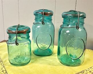 c.1976 Blue Jars w/lids