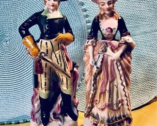 Pair of 12" Vintage Victorian Figurines, Made in Japan 