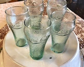 Set of 5 Coca-Cola Pebbled Glass Tumblers