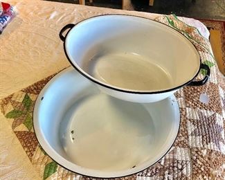 Antique Enameled Porcelain Pans 