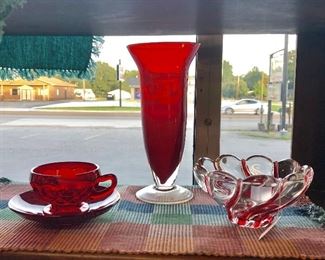 Vintage Red Hand Blown Pieces