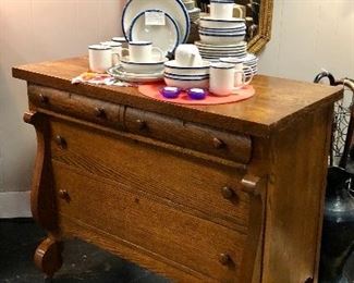 Antique Oak, Curved Top Drawers, on casters, Chest of Drawers 