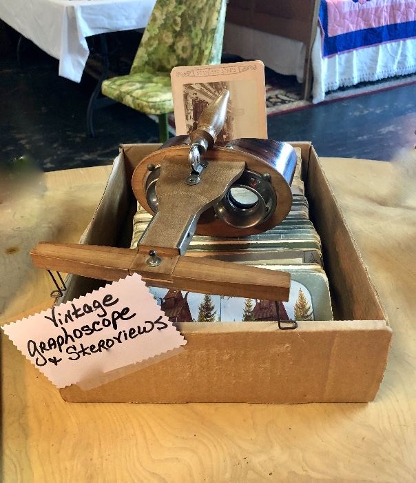 Vintage Wooden Graphoscope with Steroviews