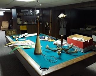 Pool Table, Mid Century Modern Lighting, and Collectibles