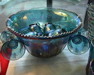 CARNIVAL GLASS PUNCH BOWL 