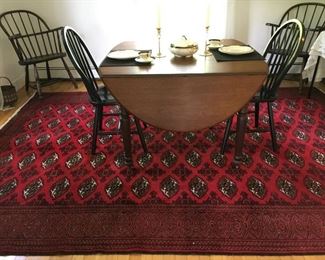Antique drop leaf dining table -has 2 leaves                                  Beautiful oriental rug -(9'x12')