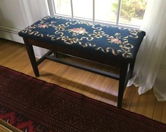 Needlepoint lift top bench 