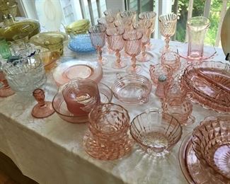 Lots of colored Depression glass