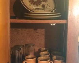 1970's stoneware mugs and plates