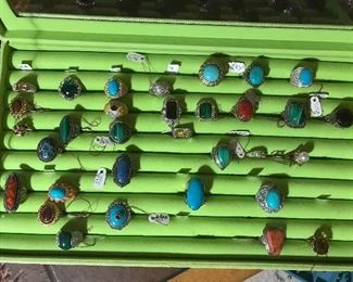 Sterling Silver turquoise & mine stone rings, necklaces, bracelets and more!!! All very pretty  and great conditon.