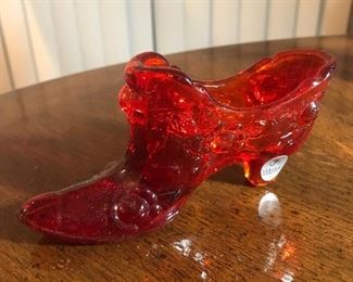 Fenton Ruby Embossed Shoe