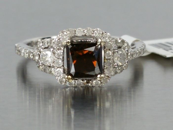 Rare Signed Designer 1.65 CT Naturally Colored Brown / Chocolate Diamond Ring - $7400