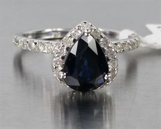 Beautiful Natural Sapphire and Diamond Ring in 14k White Gold - $3,400