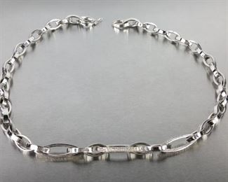 Signed Romani Designer 18k White Gold and Diamond 18" Necklace
