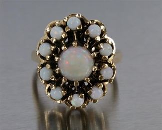 Cabochon Opal Estate Ring in 14k Yellow Gold
