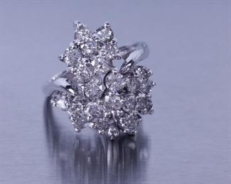 2.5+ Carat Diamond Cluster Ring in 14k White Gold

